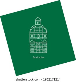 Architecture landmarks, vector art. Line, color background. 