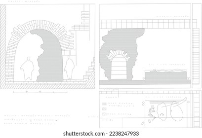 Architecture line drawing plan perspective Iran's historical buildings from ancient to contemporary