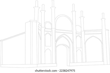 Perspectiva del plan de trazado de líneas de arquitectura de los edificios históricos de Irán desde la antigüedad hasta la modernidad