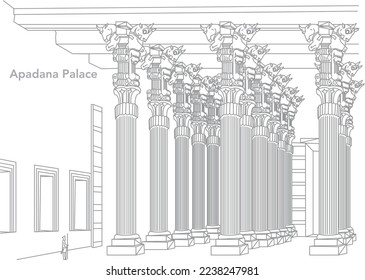 Architecture line drawing plan perspective Iran's historical buildings from ancient to contemporary