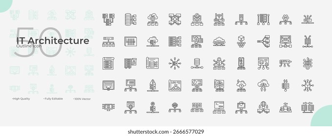 IT Architecture Line Editable Icons set. Vector illustration in modern thin line style of IT Architecture icons: information technology, information, technology, etc