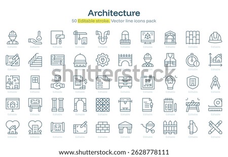 Architecture line icon pack. Architecture Stroke icon set. Editable Stroke icon