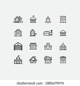 iconos de la línea de arquitectura. Ilustración del vector aislada en un fondo blanco