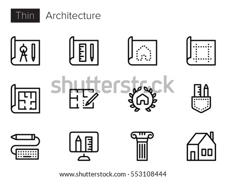 Architecture Line Vector icons set