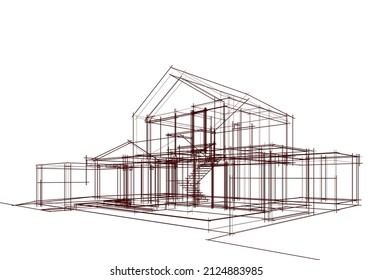 architecture linear sketch on white 