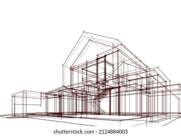 architecture linear sketch on white 