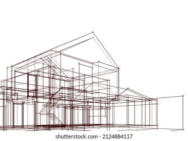 architecture linear sketch on white 