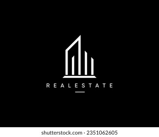 Architecture logo. Abstract city building vector sign. Modern building, residence, skyscraper, cityscape, apartment, planning and structure symbol.
