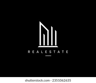 Architecture logo. Abstract city building vector sign. Modern building, residence, skyscraper, cityscape, apartment, planning and structure symbol.