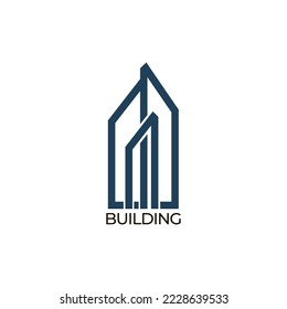 Architecture logo for building company in minmalistic style for branding in blue and grey colors