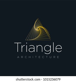 Architecture logo company, triangle logo concept, logo with lines, golden logo.
