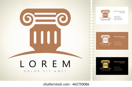 Architecture - logo concept. Antique column vector with business card template.