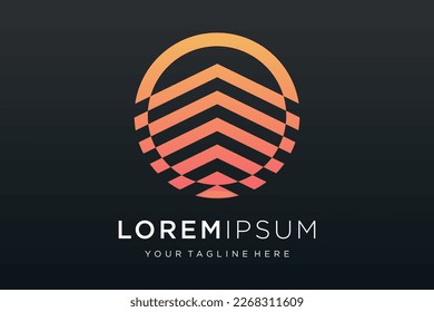 architecture logo concept in simple circular line