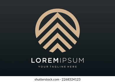 architecture logo concept in simple circular line