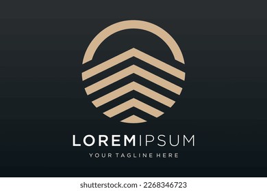 architecture logo concept in simple circular line