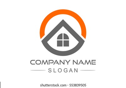 architecture logo concept in simple circular line