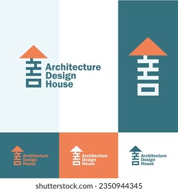 Design des Architektur-Logos, Bauschrumpfungslogo, Design des Haussymbol 