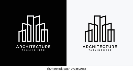 Architecture logo design template with creative line building concept