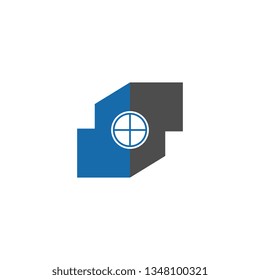 Architecture logo icon minimal design blue color template