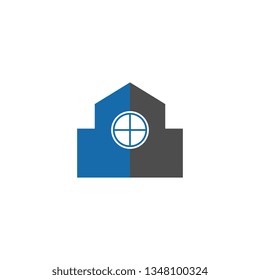 Architecture logo icon minimal design blue color template