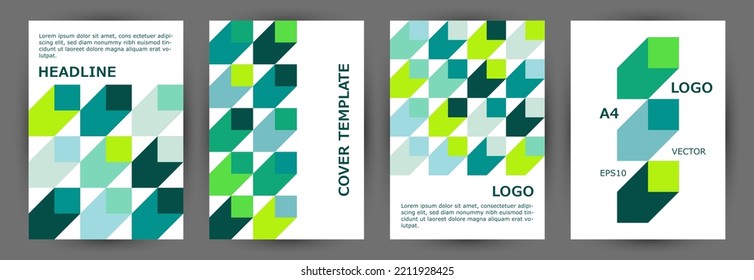 Architecture magazine cover layout collection graphic design. Minimalist style retro album template collection Eps10. Mosaic geometric shapes theme A4 card design