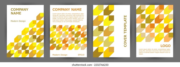 Architecture magazine cover layout collection A4 design. Modernism style colorful flyer template collection Eps10. Mosaic geometric elements background A4 cover design