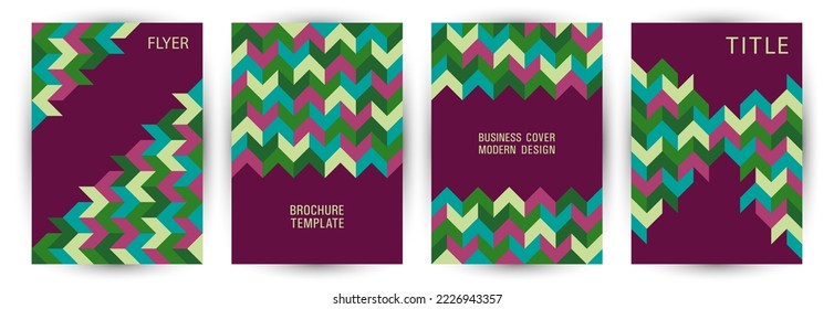 Architecture magazine cover layout set graphic design. Modernism style premium album template set Eps10. Tile geometric elements background A4 card design