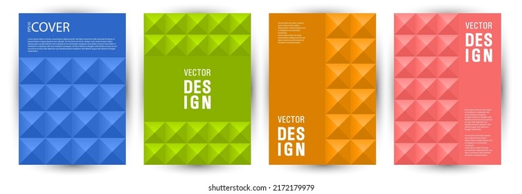 Architecture magazine cover template bundle vector design. Bauhaus style premium journal layout bundle Eps10. Tile geometric elements pattern A4 card design