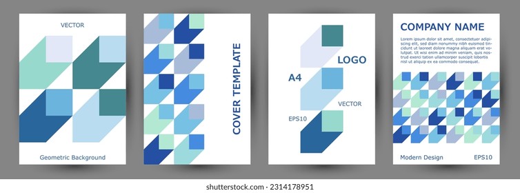 Architecture magazine cover template collection A4 design. Swiss style hipster voucher mockup collection Eps10. Tile geometric shapes background A4 card design