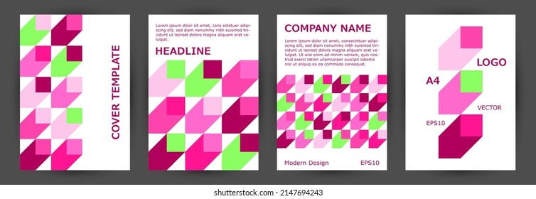 Architecture magazine front page layout collection geometric design. Bauhaus style future poster layout collection Eps10. Mosaic geometric shapes theme A4 card design