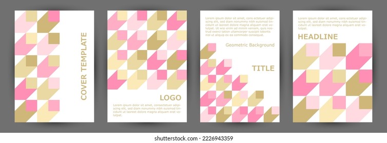 Architecture magazine front page layout collection A4 design. Suprematism style retro voucher mockup collection Eps10. Tile geometric shapes structure A4 card design