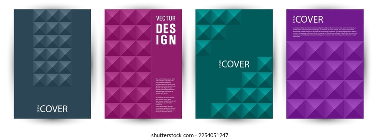 Architecture magazine front page layout bundle A4 design. Suprematism style trendy front page template bundle vector. Mosaic geometric shapes backdrop A4 card design