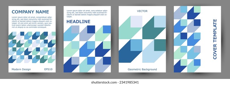 Architecture magazine front page layout collection geometric design. Modernism style futuristic flyer mockup collection Eps10. Tile geometric elements backdrop vertical card design