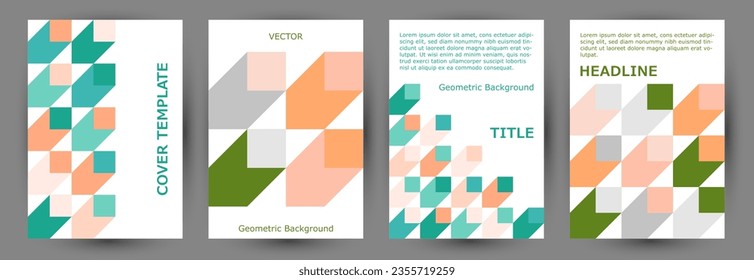 Architecture magazine front page layout collection vector design. Suprematism style premium placard layout collection Eps10. Mosaic geometric elements background A4 cover design