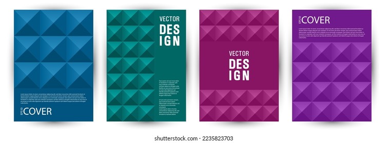 Architecture magazine front page mokup bundle vector design. Swiss style vintage pamphlet template bundle vector. Tile geometric elements background A4 cover design