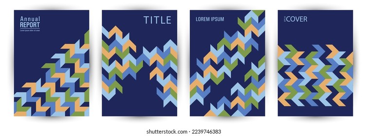 Architecture magazine front page template set A4 design. Minimalist style simple folder template set Eps10. Tile geometric shapes structure vertical card design