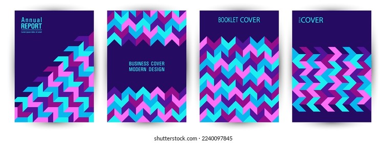 Architecture magazine front page template set vector design. Memphis style hipster album template set vector. Mosaic geometric elements background vertical card design