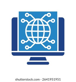 Architecture mini illustration dual tone blue color icon, use for machine learning, education, technology industry, UI, UX kit, app and web development, digital or print.