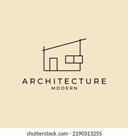 architecture minimalist building logo line art vector illustration design