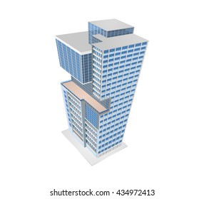 Architecture modern building  model colors scene vector on a white background