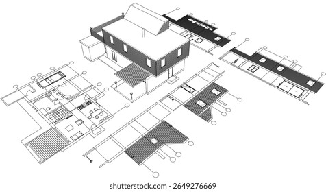 architecture modern house 3d illustration