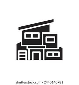 Architecture Modern House Filled Icon Vector Illustration
