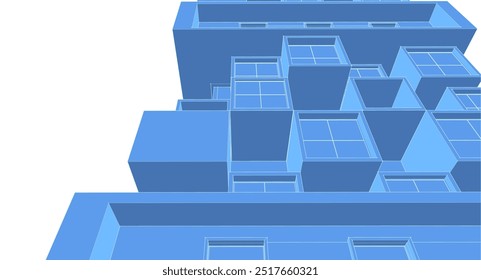 Arquitectura Fachadas modulares Ilustración 3D