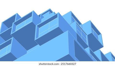 Arquitectura Fachadas modulares Ilustración 3D