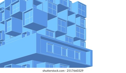 Arquitectura Fachadas modulares Ilustración 3D