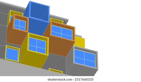 Arquitectura Fachadas modulares Ilustración 3D