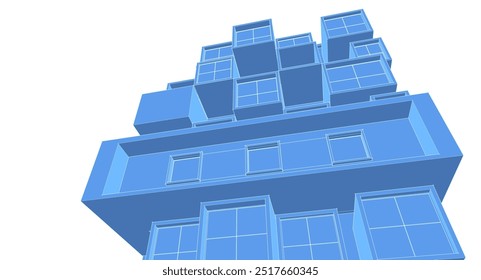 arquitetura fachadas modulares 3d ilustração