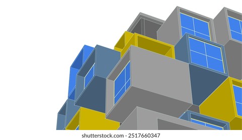 Arquitectura Fachadas modulares Ilustración 3D