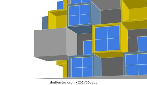 Arquitectura Fachadas modulares Ilustración 3D