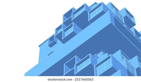 Arquitectura Fachadas modulares Ilustración 3D